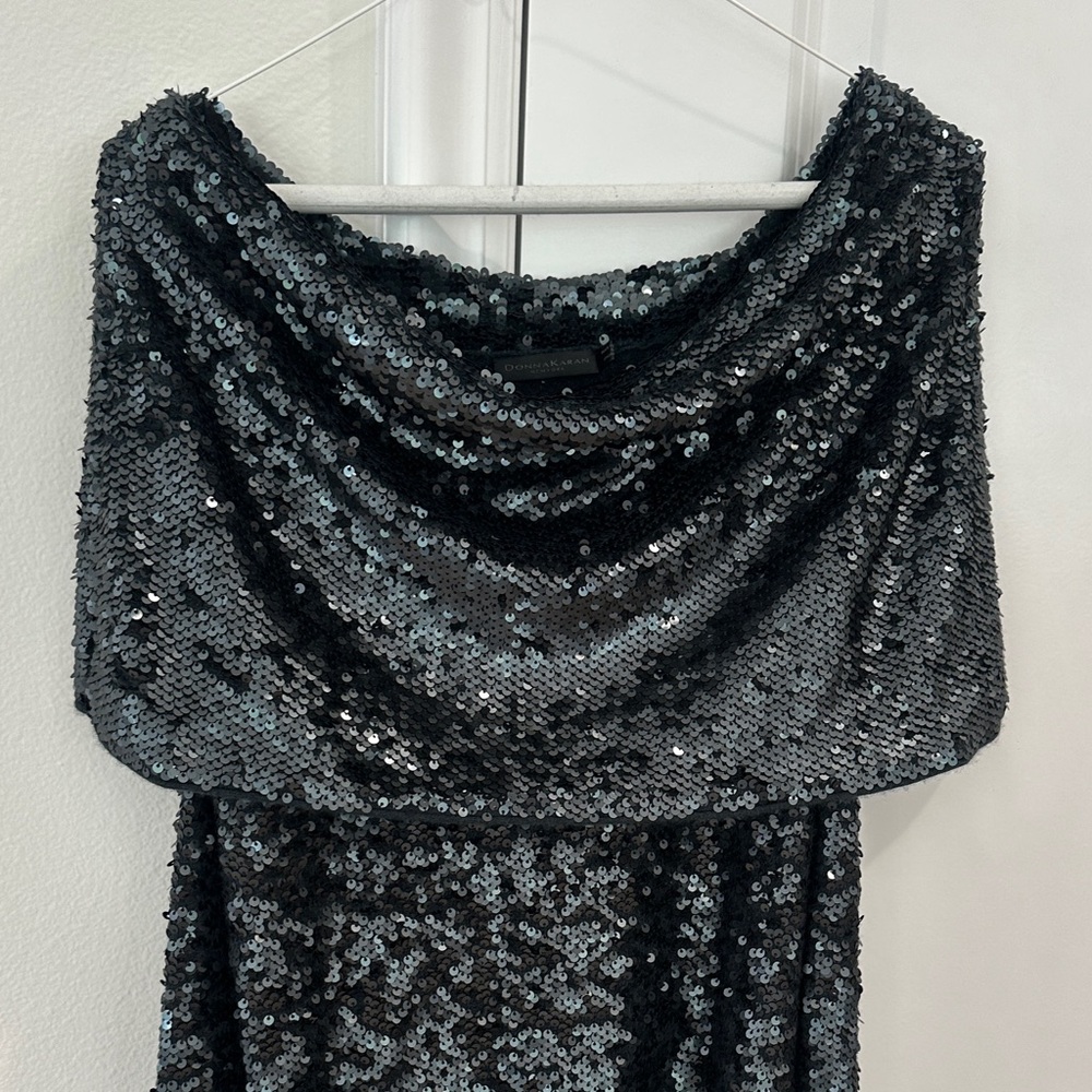Donna Karan New York Dark Green Cashmere Sequin Dress Sweater Top - Picture 3 of 10